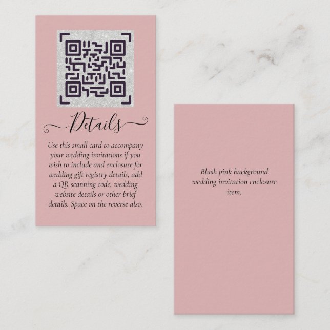 Budget QR Code Website RSVP Hotel Wedding Details  Enclosure Card (Front/Back)