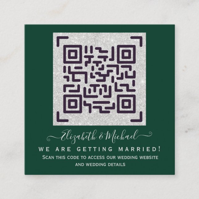 Budget QR Code Website RSVP Hotel Wedding Details  Enclosure Card (Front)