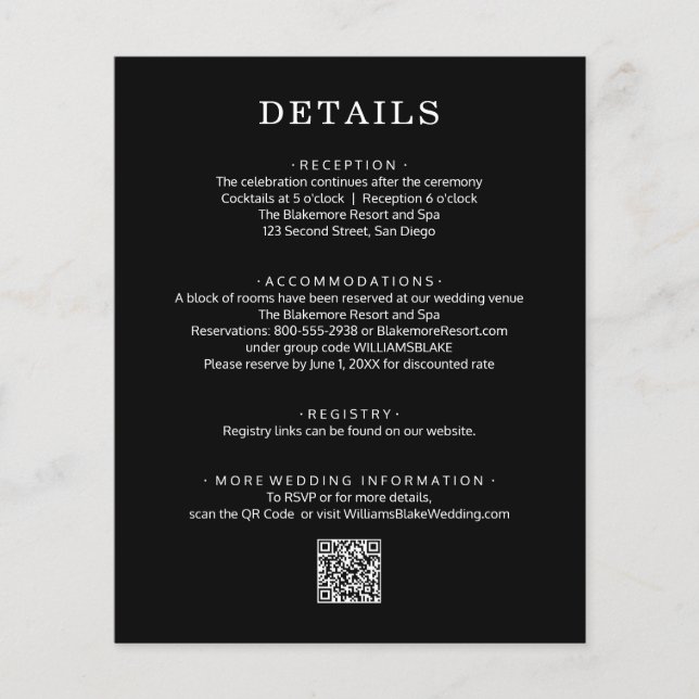 Budget QR Code Wedding Details Black and White  Flyer (Front)