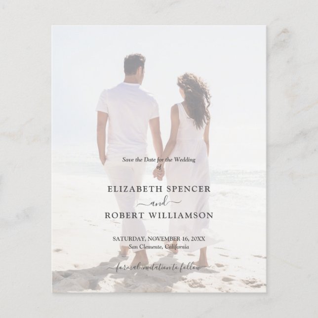 Budget QR Code Wedding Photo Save the Date (Front)