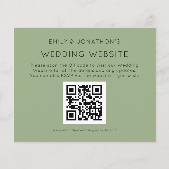 Budget QR Code Wedding Website Sage Encl  (Front)