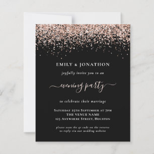 Budget QR Rose Gold Glitter Black Evening Wedding