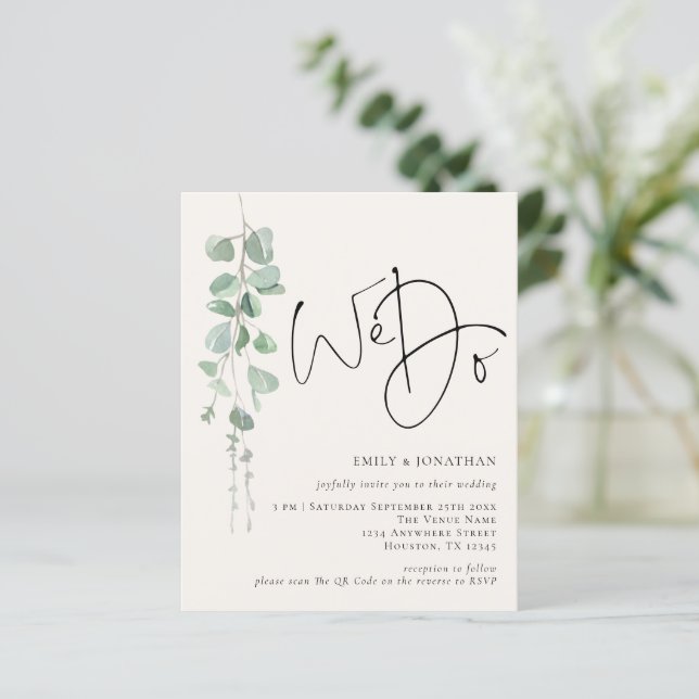 Budget QR Sage Eucalyptus Cream We Do Wedding  (Standing Front)