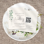 Budget QR Sage Eucalyptus Cream Wedding Invite<br><div class="desc">A value for money BUDGET alternative on a smaller size 4.5 x 5.6” semi-gloss 110lbs weight, which is of similar thickness to a postcard (however is not suitable to use as a postcard.). PLEASE NOTE there is ONE invite per sheet. Budget QR code Sage Eucalyptus Cream Wedding Invitation. Add your...</div>