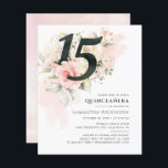 Budget Quinceanera 15th Birthday Party Invitation<br><div class="desc">Cute modern yet elegant Quinceañera Mis Quince Anos birthday party invitations. Rustic floral olive green and rose gold flowers with faux gold dress design. The template that can be easily edited and the text replaced with your own details by clicking the "Personalize" button. For further customization, please click the "Customize...</div>