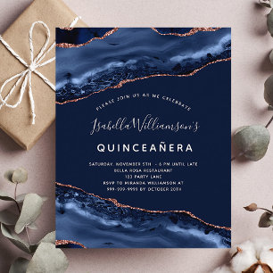 Budget Quinceanera agate marble blue rose gold