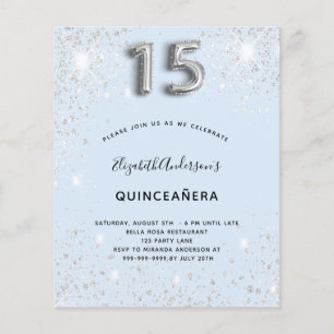 Budget Quinceanera baby blue silver glitter