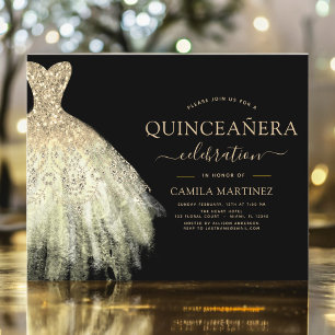 Budget Quinceanera Black and Gold Glitter Sparkle