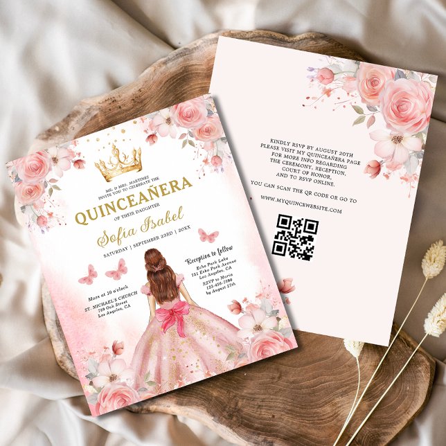 Budget Quinceañera Blush Pink Floral Butterfly (Creator Uploaded)