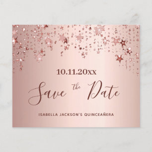 Budget Quinceanera blush rose gold Save the Date