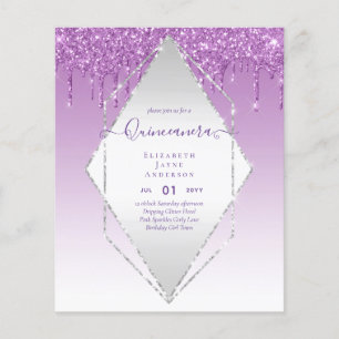 BUDGET Quinceanera Dripping Glitter Glamour Invit Flyer