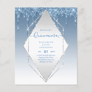 BUDGET Quinceanera Dripping Glitter Glamour Invit Flyer