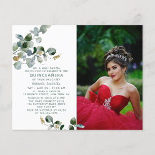 Budget Quinceañera Eucalyptus Floral Photo Flyer