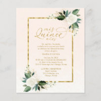 Budget Quinceanera Invitation Bilingual Pink Gold