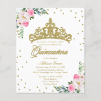 Budget Quinceanera Invitation Bilingual Tiara