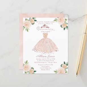 Budget Quinceanera Invitation Rose Gold Blush Gown