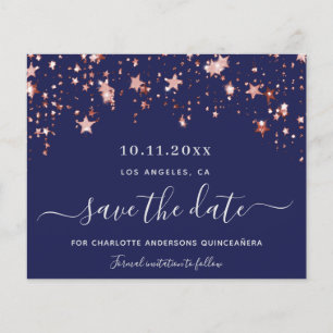 Budget Quinceanera navy blue rose Save the Date