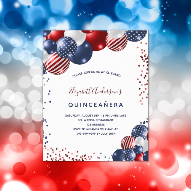 Budget Quinceanera patriotic party invitation (Creator Uploaded)