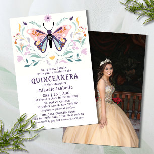 Budget Quinceañera Pink Butterfly Photo Floral Flyer