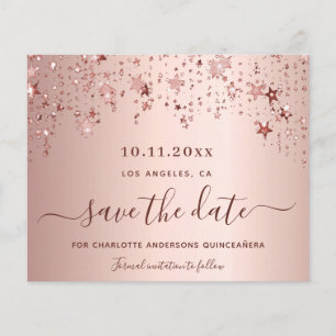Budget Quinceanera rose gold blush Save the Date