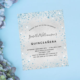 Budget Quinceanera silver blue glitter dust