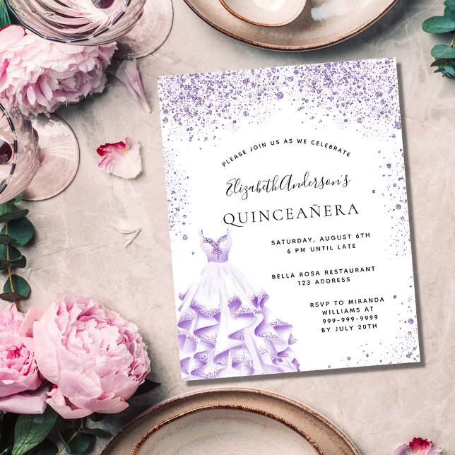 Budget Quinceanera violet white dress glitter (Creator Uploaded)
