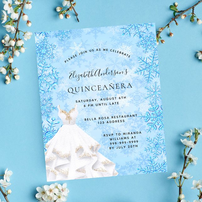 Budget Quinceanera winter wonderland invitation (Creator Uploaded)