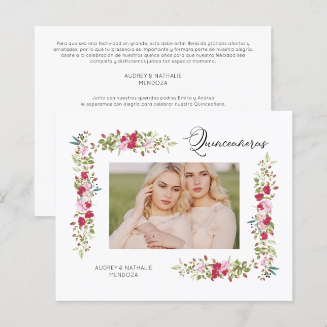 Budget Quinceañeras Spanish Floral Photo  (Front/Back)
