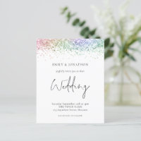 Budget Rainbow Glitter Wedding Invitation