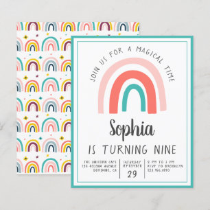 Budget Rainbow Magical Birthday Party Invitation