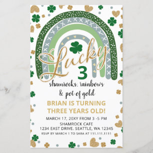 Budget Rainbow St Patrick Boy Birthday Invitation