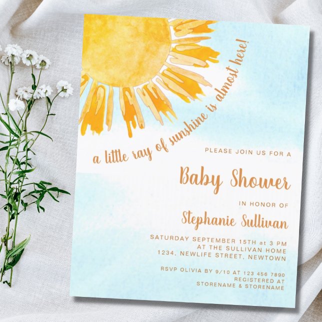Budget Ray of Sunshine Boho Baby Shower Invitation (Creator Uploaded)