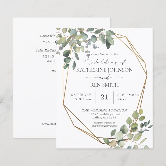 Budget REC Rustic Eucalyptus & Gold Frame Wedding (Front/Back)