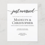 Budget Reception Only Wedding Photo Just married Flyer<br><div class="desc">Just Married script, customizable reception only wedding invitation. Simple, elegant and chic. Customize the wedding date, time, photo and details. Now that you can celebrate you can invite you guests and share a photo too. *this paper top is thin paper for budget invitations Contact info@lddesignloft.com if you need assistance with...</div>