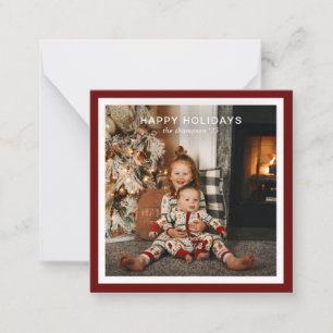 BUDGET Red Bold Square Border 1 Photo Christmas Card