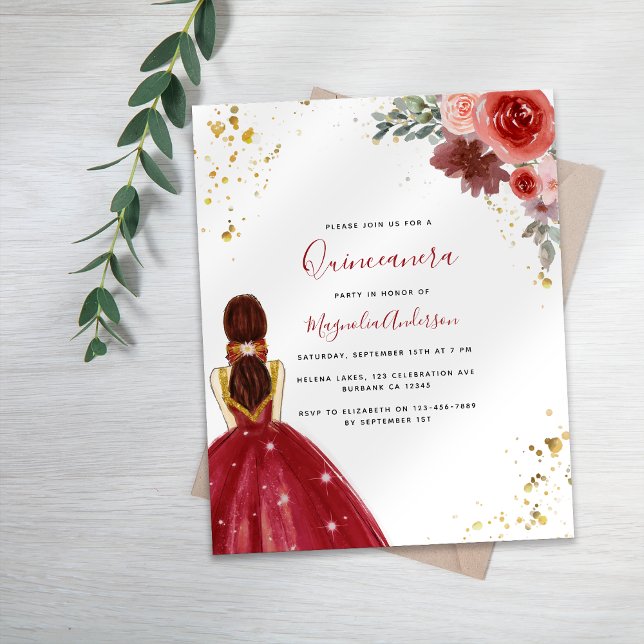 BUDGET Red Dress Quinceanera Party Invitation (Creator Uploaded)