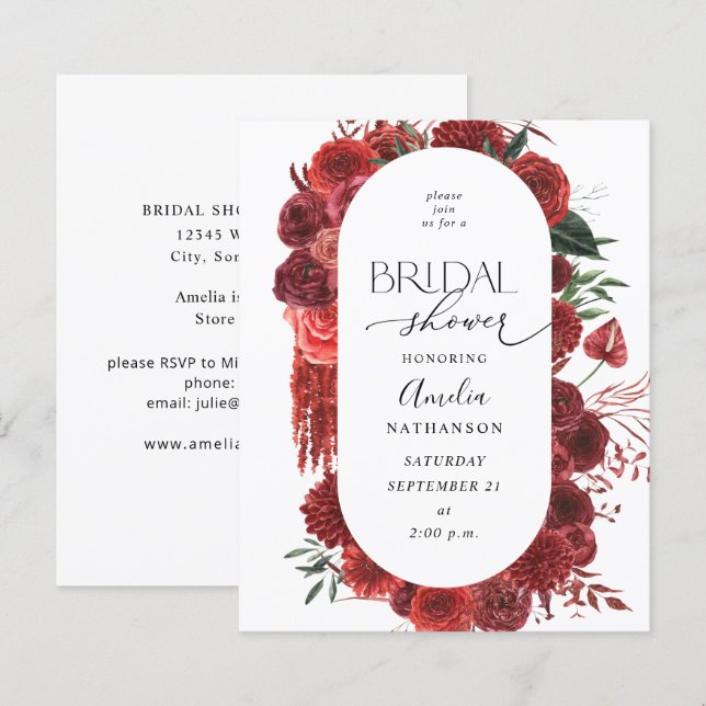 Budget Red Floral Bridal Shower (Front/Back)