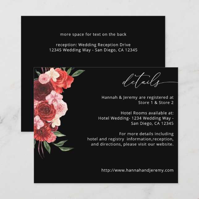 Budget Red Floral Details - Black (Front/Back)