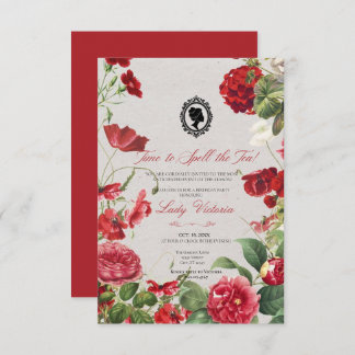 Budget Red Florals Bridgerton Birthday Party Invitation