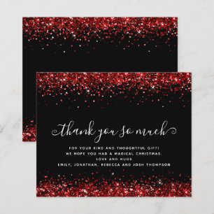 Budget Red Glitter Christmas Black Thank You