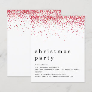 Budget Red Glitter Christmas Party Invitation