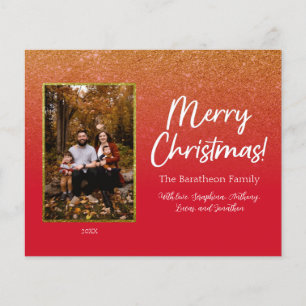 Budget Red Gold Glam Personalized Photo Family