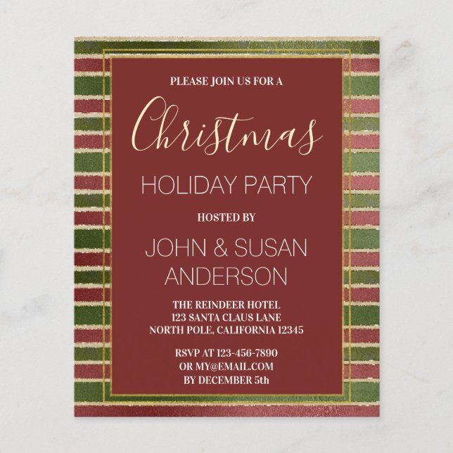 Budget Red  Green Gold Foil Christmas Party (Front)