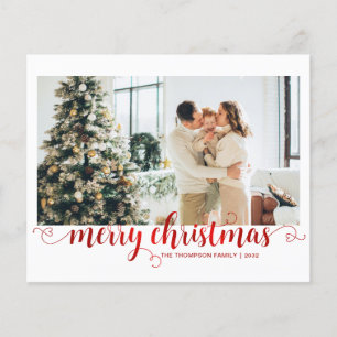 BUDGET Red Merry Christmas Heart Script Photo