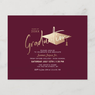 Budget Red Minimal Graduation Party Invitations Flyer