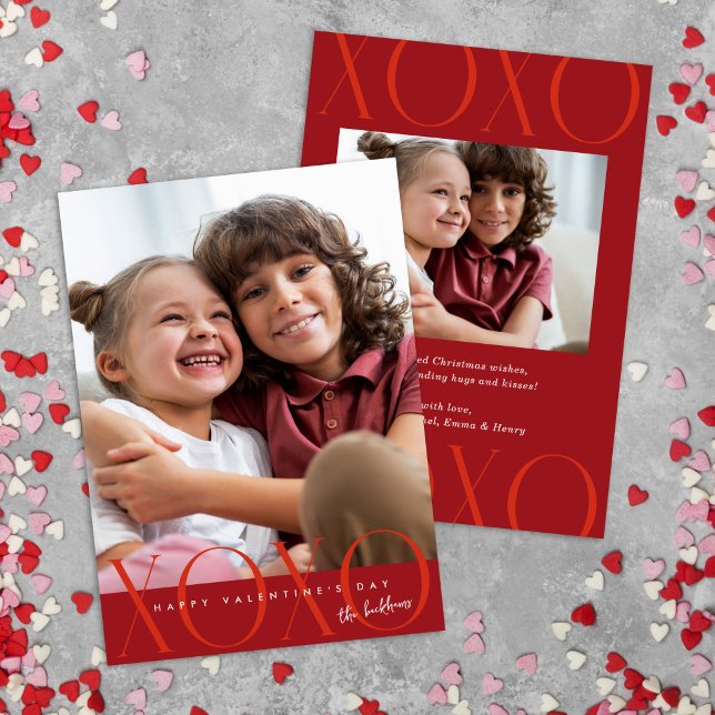 Budget Red Modern XOXO Photo Valentine's Day Holiday Card (Creator Uploaded)