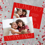 Budget Red Modern XOXO Photo Valentine's Day Holiday Card<br><div class="desc">Budget Red Modern XOXO Photo Valentine's Day Holiday Card with pink and red X's and O's and a script signature name. The back has a second photo with room for your message.</div>