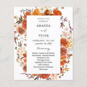 Budget Red & Orange Floral Wedding Ceremony Flyer