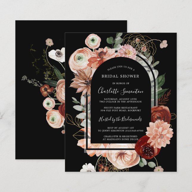 Budget Red Pink Black Bridal Shower Invitation (Front/Back)