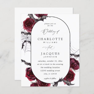 Budget Red Rose Halloween Bats Wedding- White